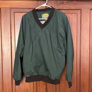 Cabela’s Forest Green Men’s Pullover Windbreaker V-neck Lined Side Zip Size L